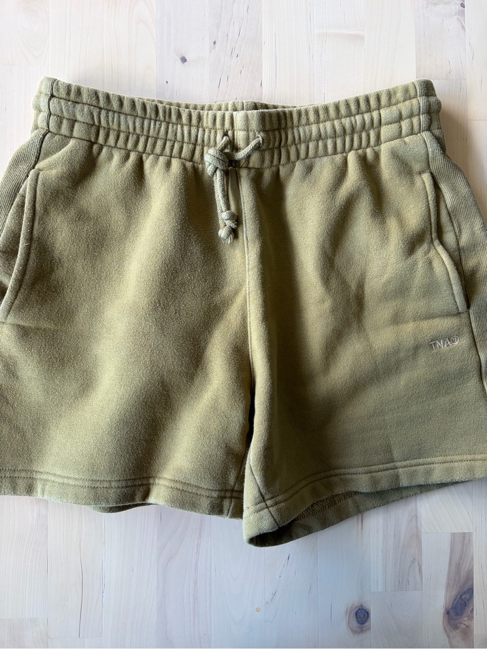 TNA Swearfleece Olive Green Fleece Lounge Shorts